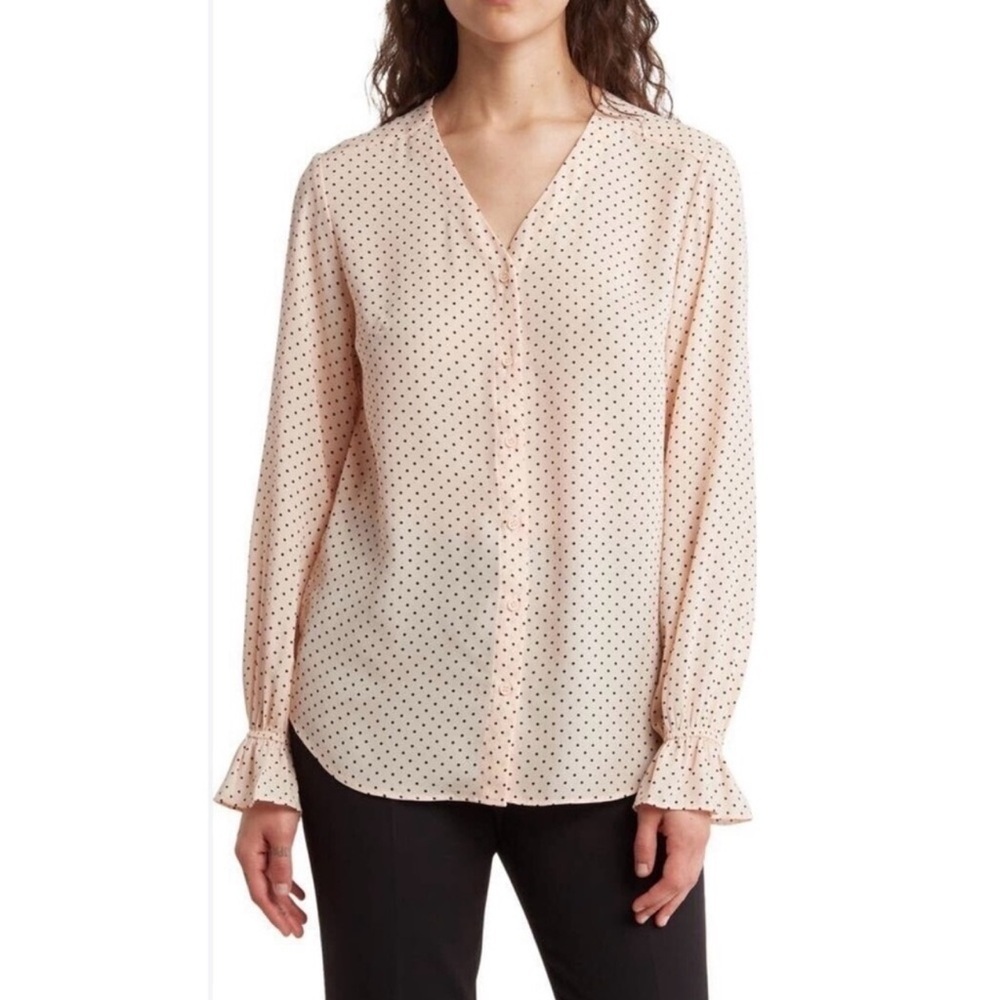 T Tahari Blouse - Cream with Black Dots - Picture 7 of 8